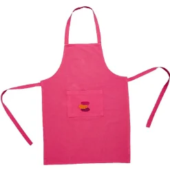 Tablier avec poche rose fuchsia design macaron