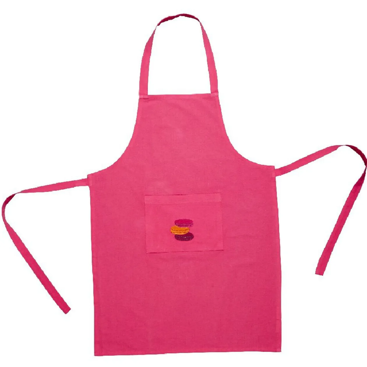 Tablier avec poche rose fuchsia design macaron