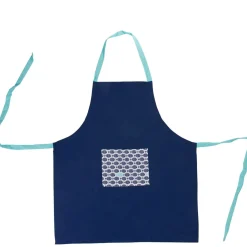 Tablier bleu et blanc motifs poissons