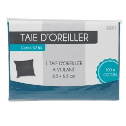 Taie d oreiller bleu gris avec volant