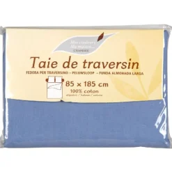 Taie de traversin bleu 85x185