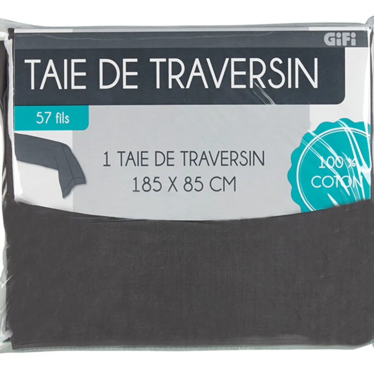 Taie de traversin grise foncé