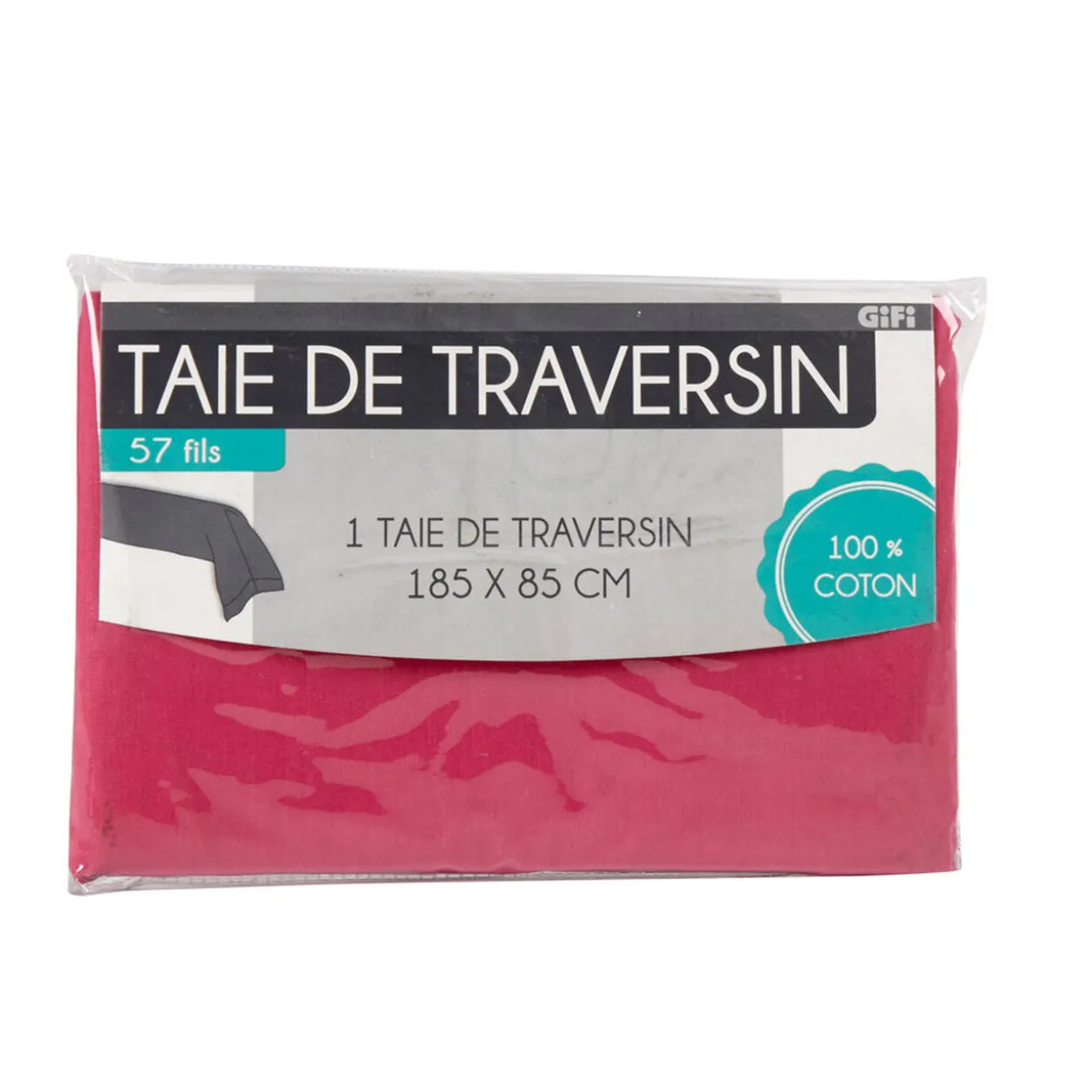 Taie de traversin rose fuchsia uni