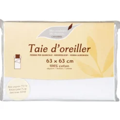 Taie oreiller blanc 63x63