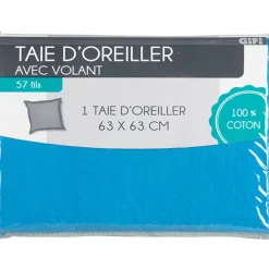Taie oreiller bleu avec volant