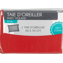 Taie oreiller rouge avec volant