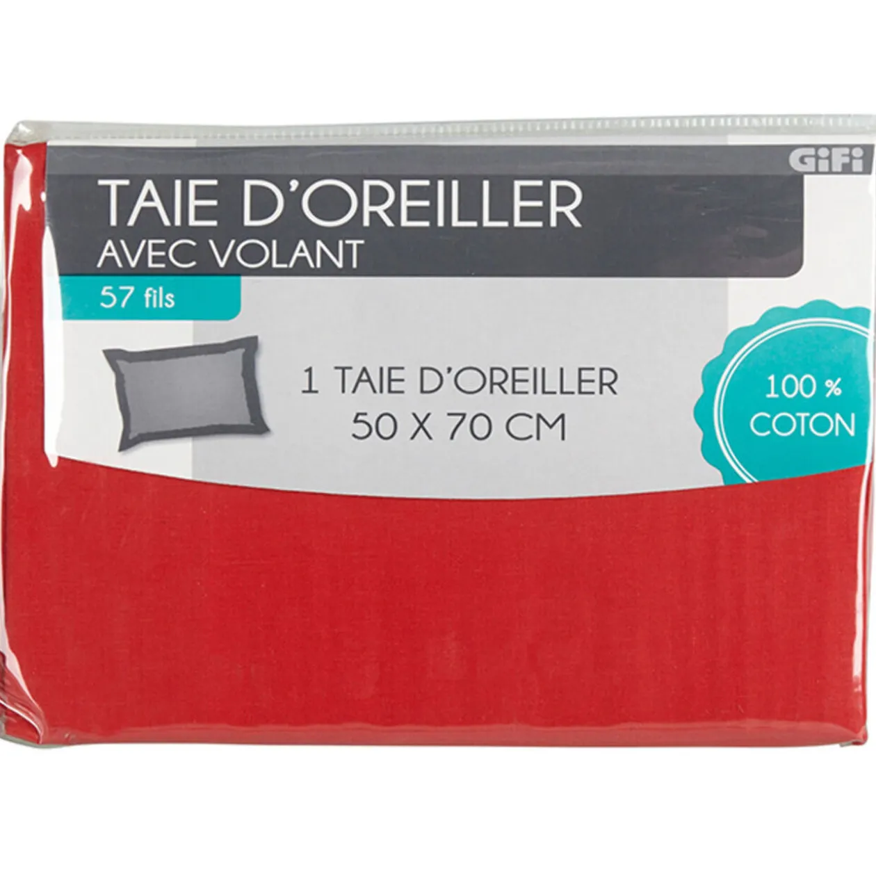 Taie oreiller rouge avec volant
