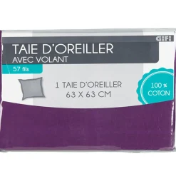Taie oreiller violet avec volant