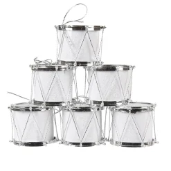 Tambour à suspendre Noël blanc X6