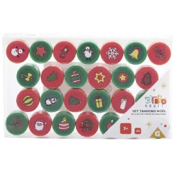 Tampon encreur thème Noël Rouge et Vert x26