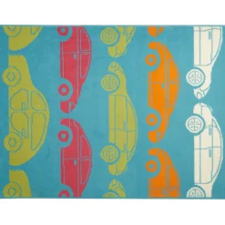 Tapis chambre enfant bleu design voiture