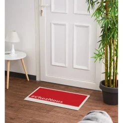 Tapis d entrée rouge blanc Chez nous