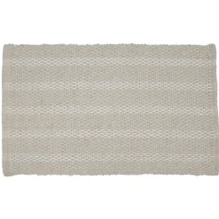 Tapis déco chenille beige et blanc