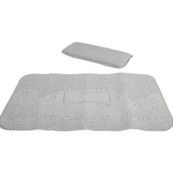 Tapis de bain antidérapant et coussin gris