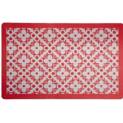 Tapis de cuisine floral rouge et gris