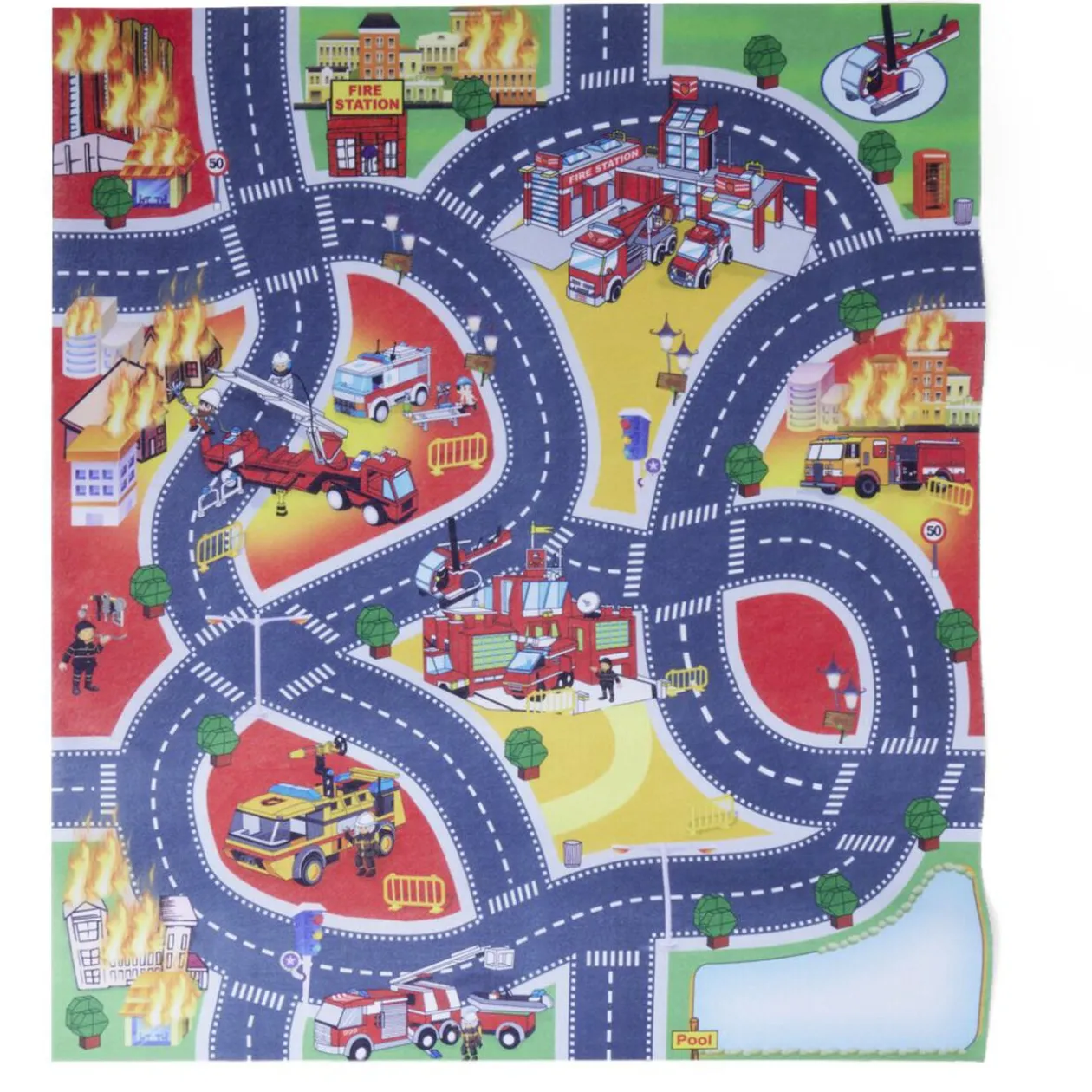 Tapis de jeu avec 4 voitures et 5 accessoires 70x80cm