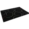 Tapis géométrik noir design courbes blanches et rouges