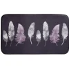 Tapis gris design plumes roses et blanches