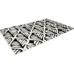 Tapis imprimé feuille noir et blanc