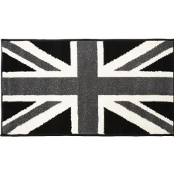 Tapis moquette design drapeau anglais noir gris et blanc