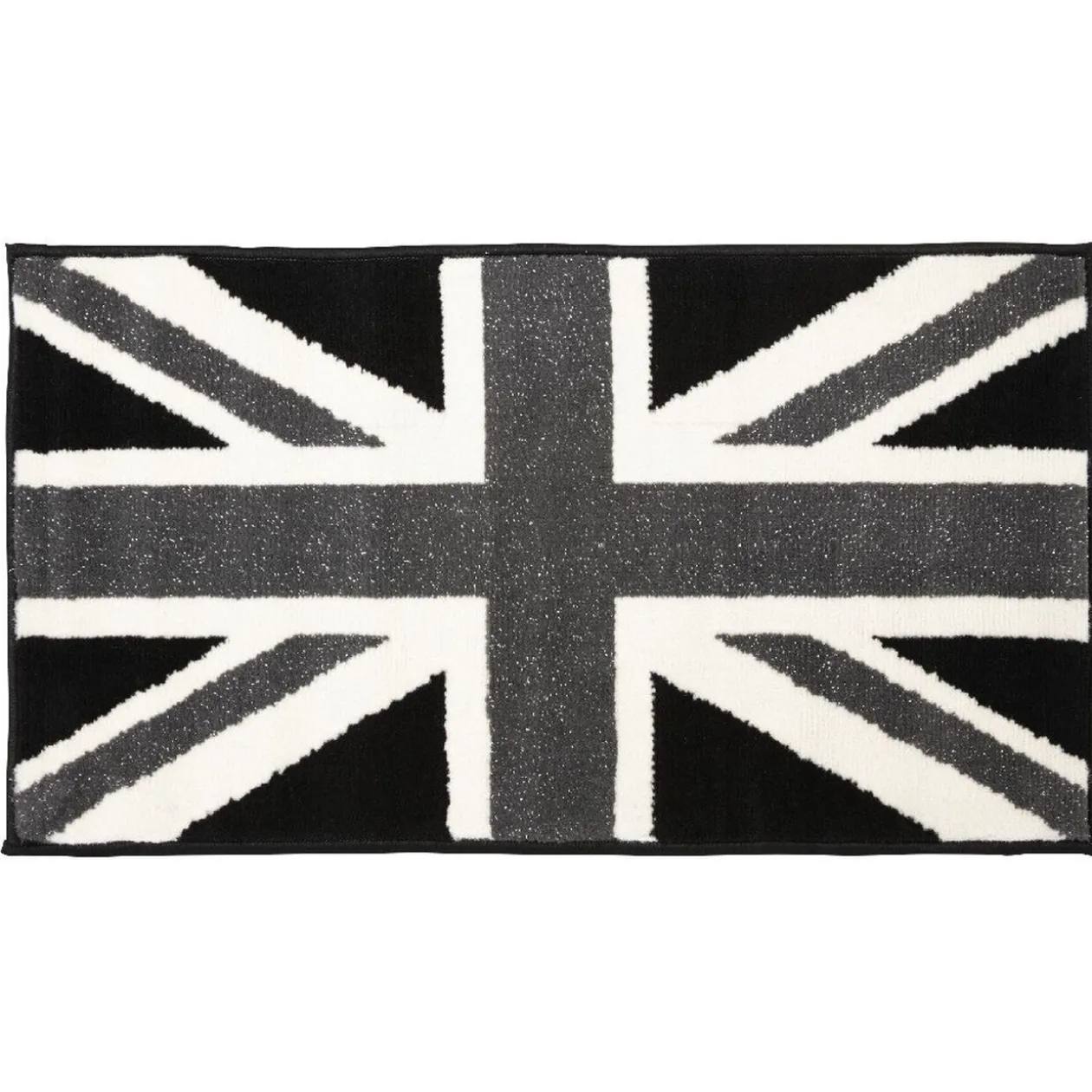 Tapis moquette design drapeau anglais noir gris et blanc