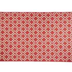 Tapis polycoton rouge blanc