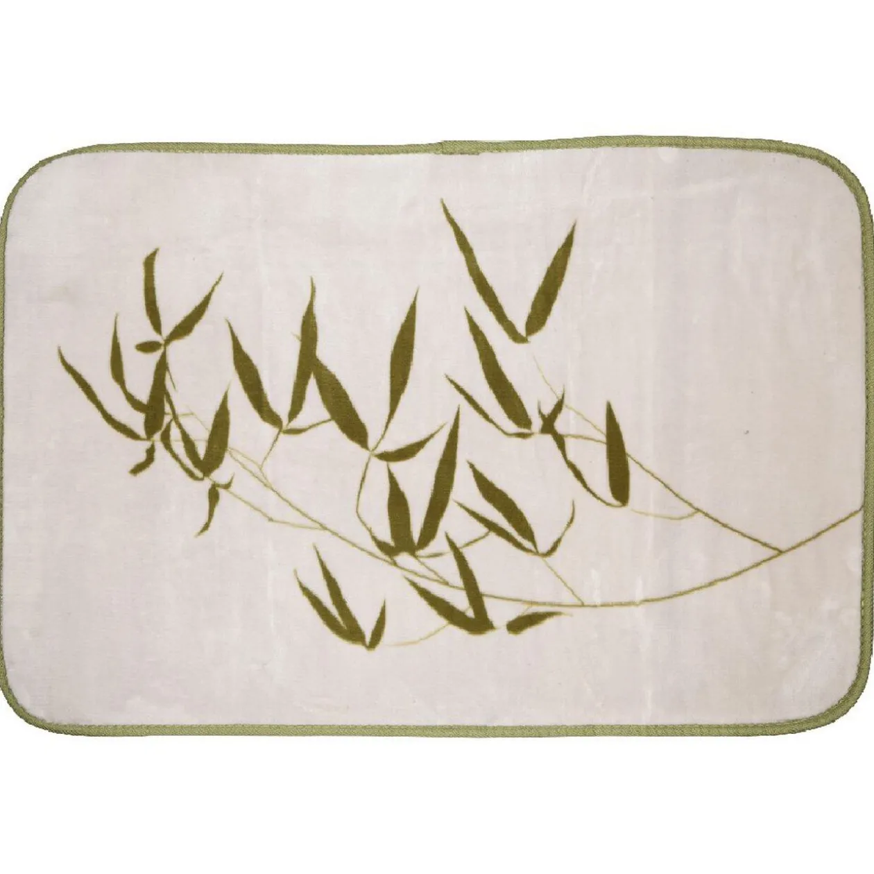 Tapis rectangle design feuille blanc et vert