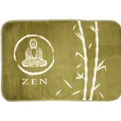 Tapis rectangle vert et blanc design zen