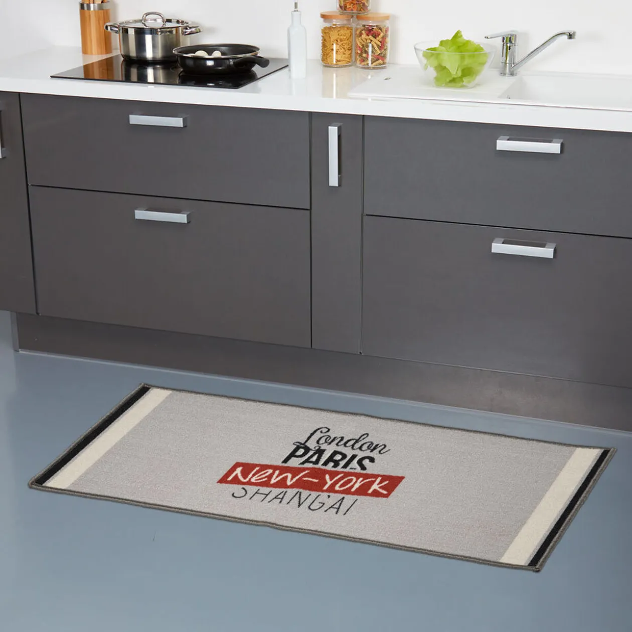 Tapis rectangulaire gris design City