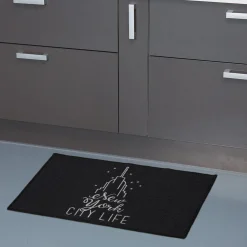 Tapis rectangulaire noir design City