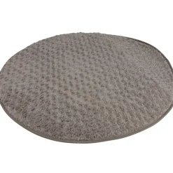 Tapis rond taupe imitation fourrure