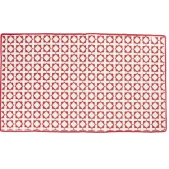 Tapis réversible bicolore rouge et blanc