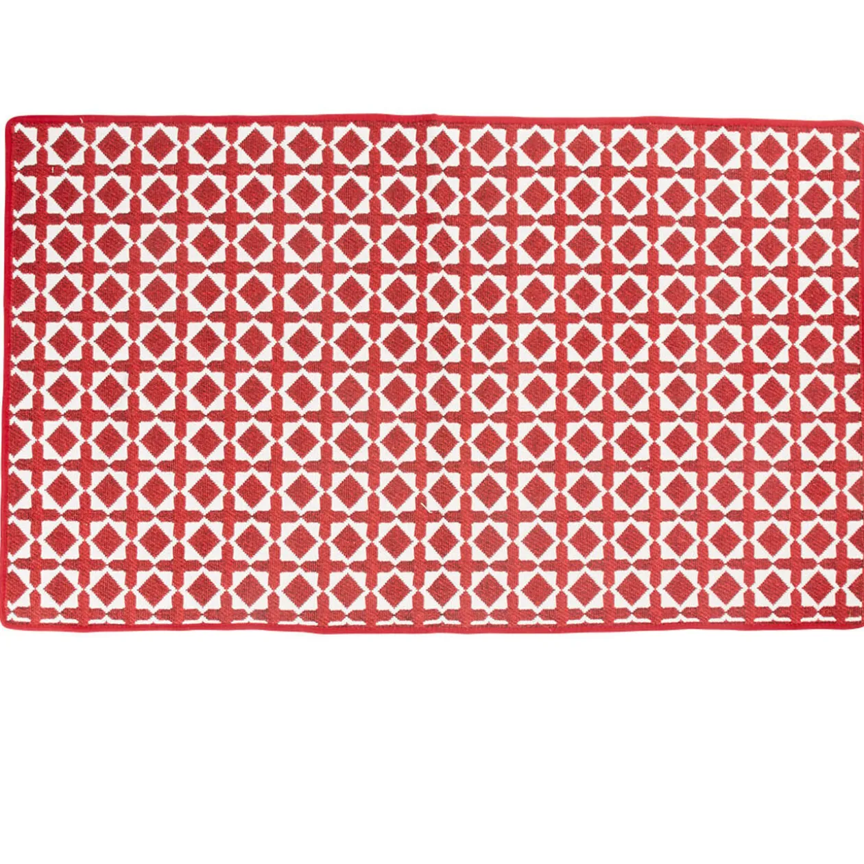 Tapis réversible bicolore rouge et blanc