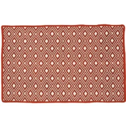 Tapis réversible rouge et blanc design losanges