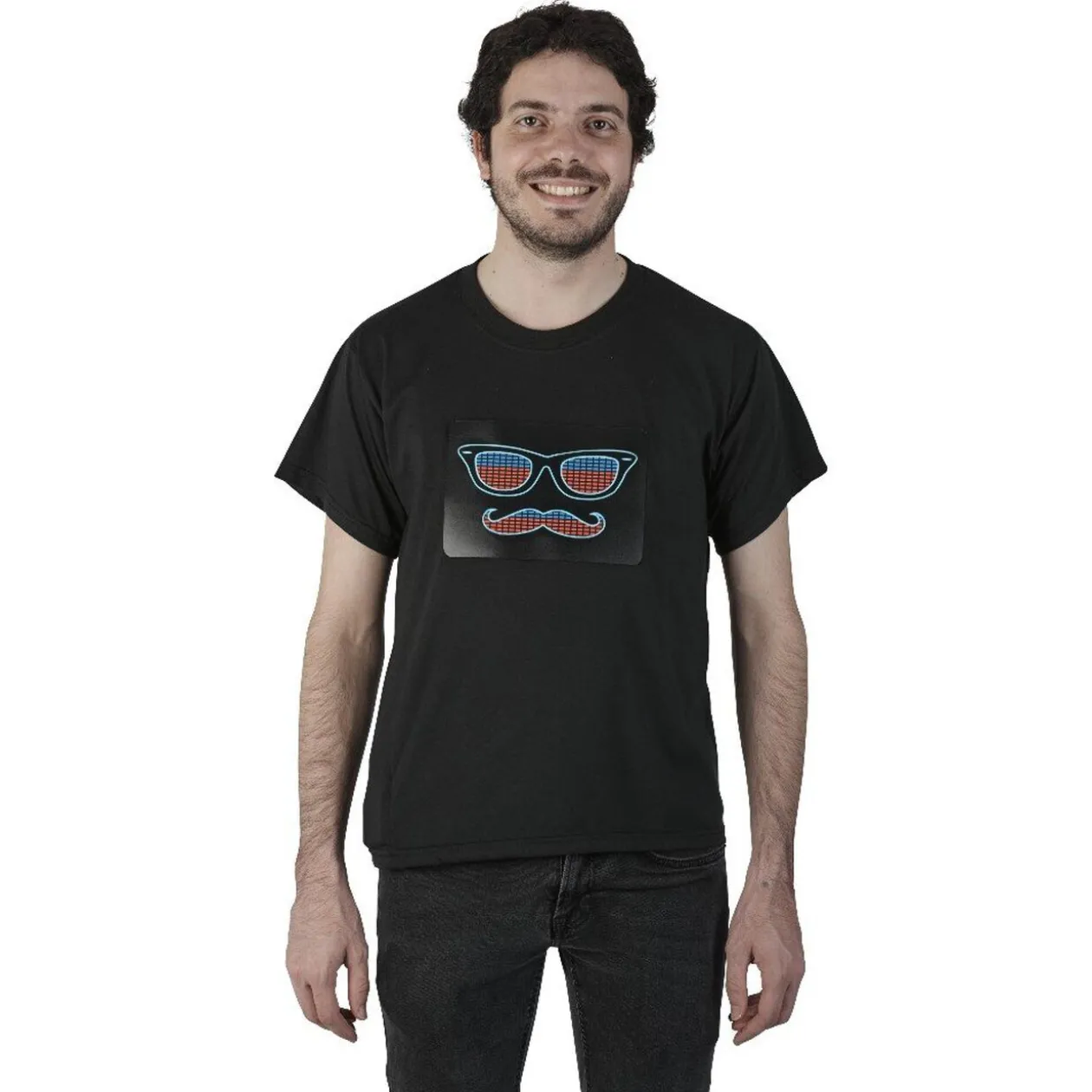 Tee-shirt à motif lumineux lunettes moustache