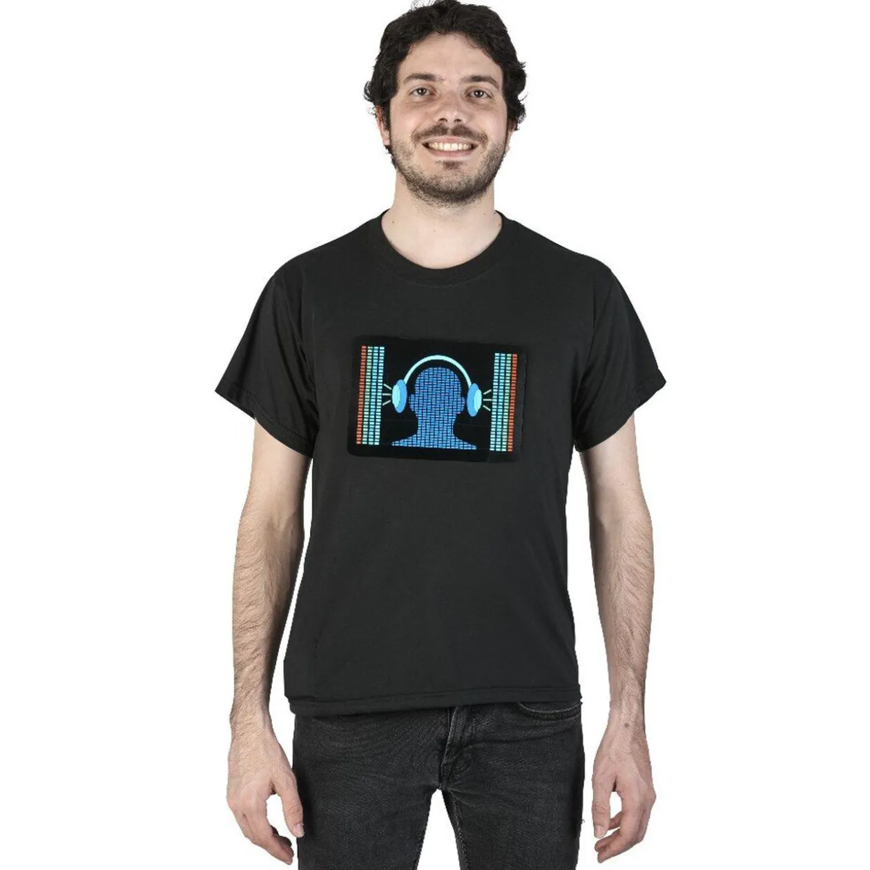 Tee-shirt à motif lumineux casque de musique
