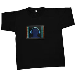 Tee-shirt à motif lumineux casque de musique