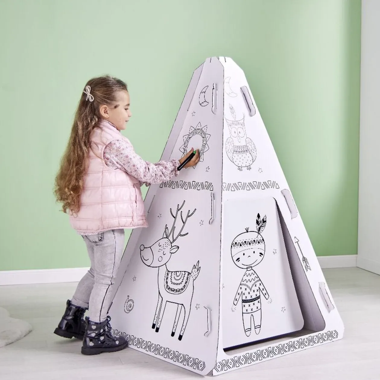 Tipi à colorier carton blanc