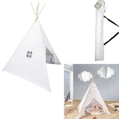 Tipi imprimé pois blanc et rose 120x120x160cm