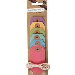 Étiquette ficelle multicolore papier