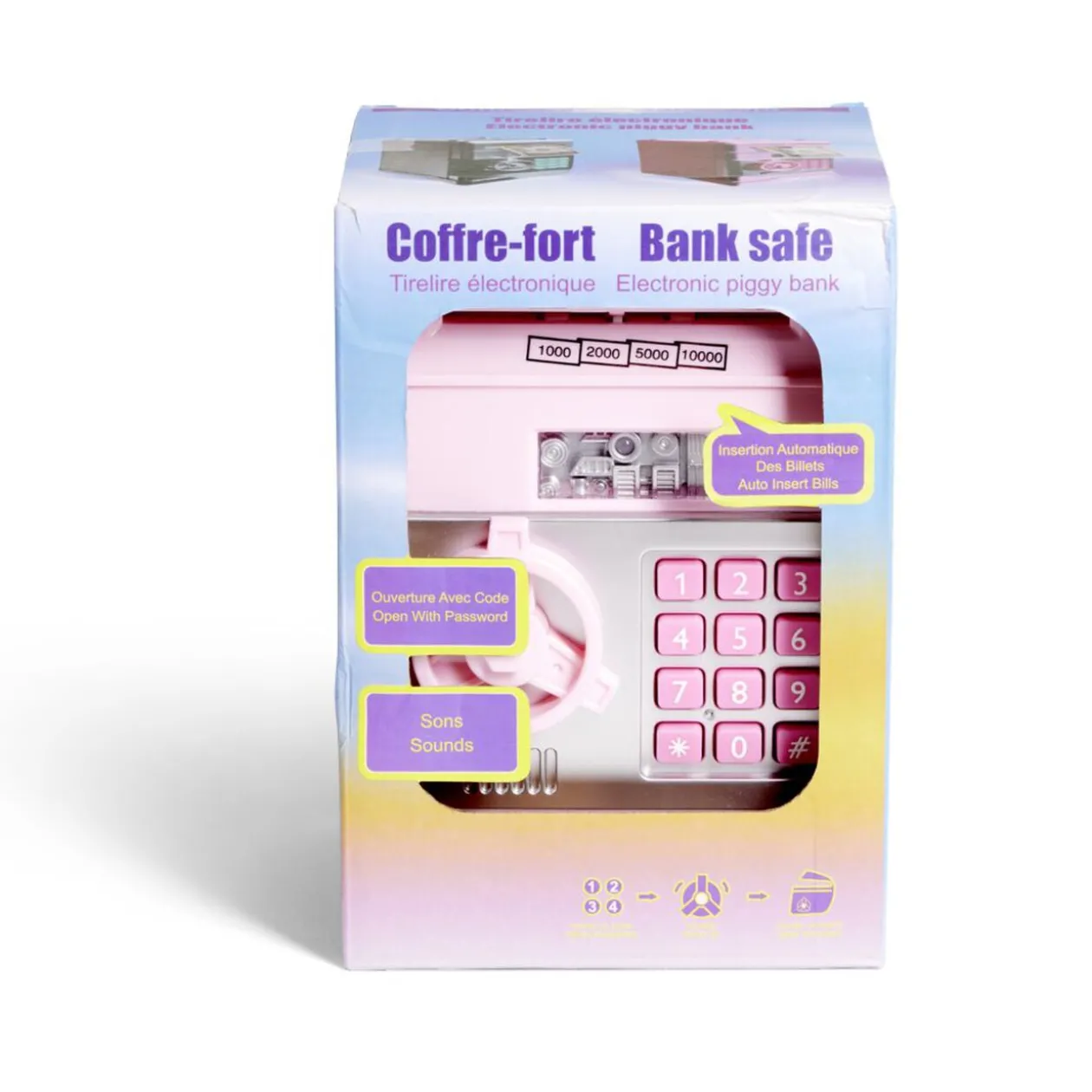 Tirelire coffre-fort 13,5x13,5xH19,5cm
