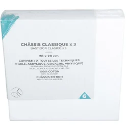 Toile à peindre sur châssis - Lot de 3 dim. 20 x 20 cm
