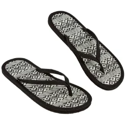 Tong pour femme noir déco paille tressée taille 36/37