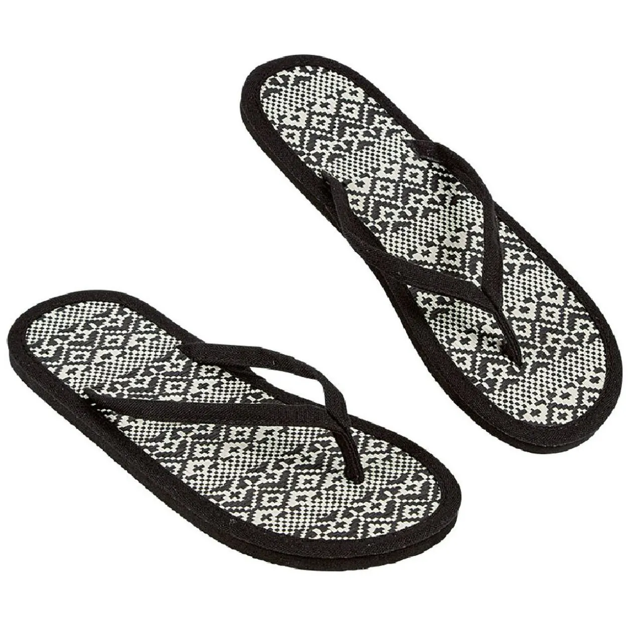 Tong pour femme noir déco paille tressée taille 40/41