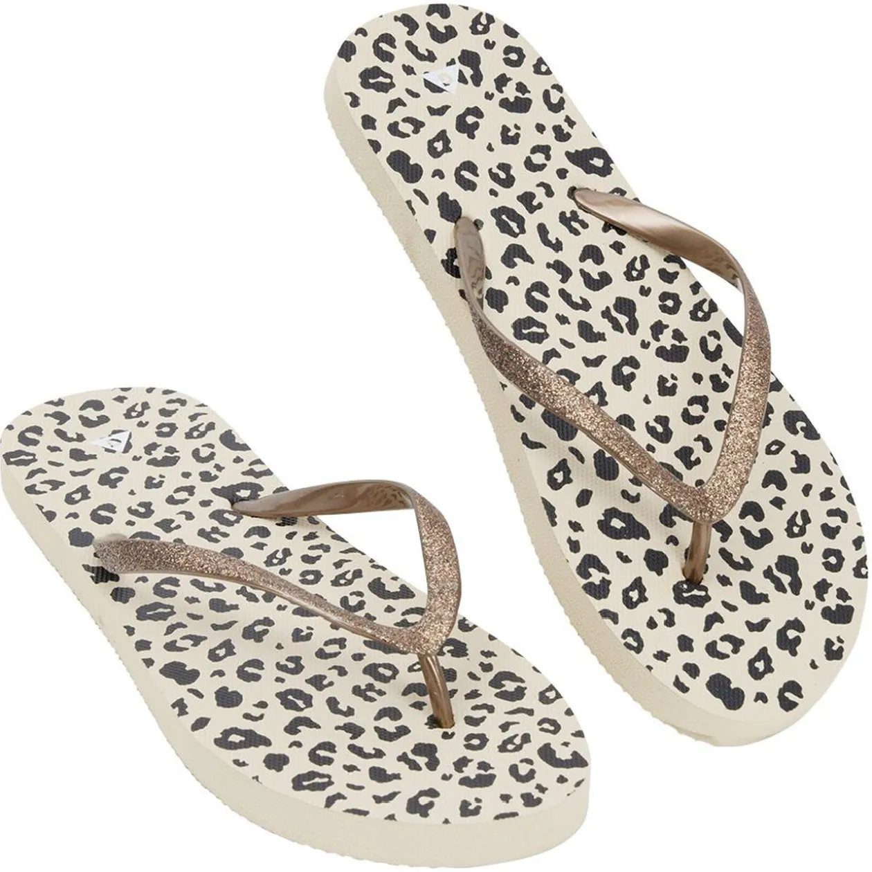 Tongs Femme plastique imprimé léopard bride pailleté marron T38/39