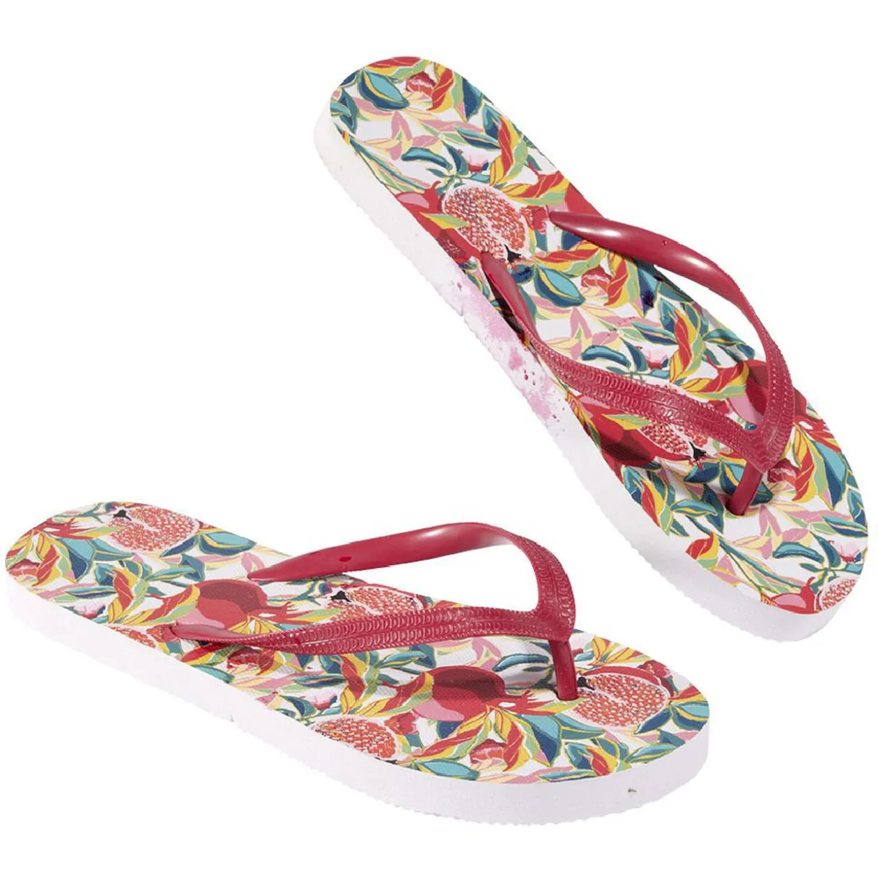 Tongs Femme plastique motif tropical goyave T36/37