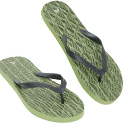 Tongs Homme plastique motif aztèque bicolore vert et noir 44/45