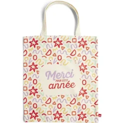Tote bag coton beige imprimé Merci pour cette année - 4 modèles