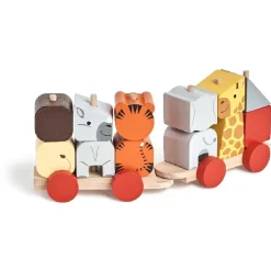 Train d'éveil en bois à assembler animaux jungle
