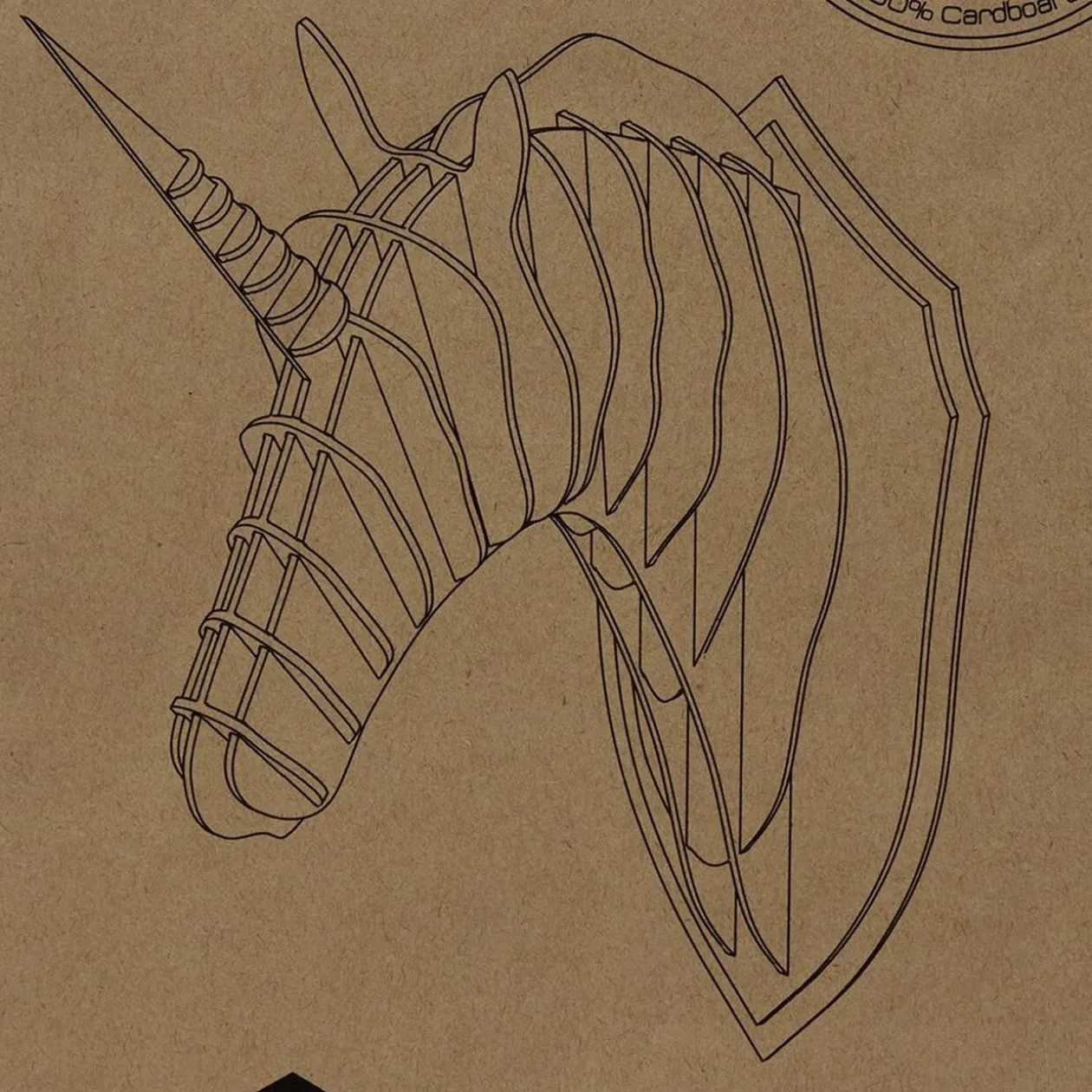 Trophée tête de licorne en carton